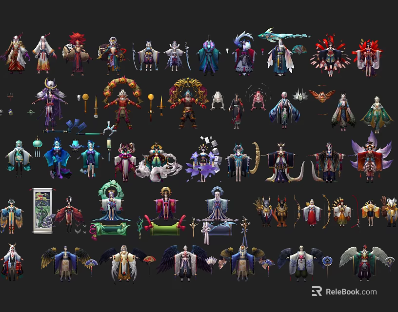 Fantasy Characters And Mythical Creatures With Diverse Costumes And Detailed Designs 3d model 