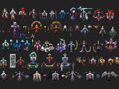 Fantasy Characters And Mythical Creatures With Diverse Costumes And Detailed Designs 3d model