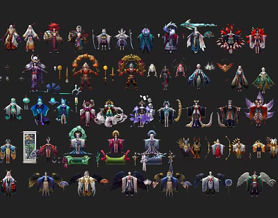 Fantasy Characters And Mythical Creatures With Diverse Costumes And Detailed Designs 3d model