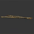 Natural Crossed Wooden Branches With Rough Bark Texture On Dark Background