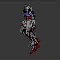Blue White Red Mechanical Robot Character In Standing Pose With Detailed Design