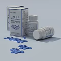 Triazolam Tablets Medication Boxes And Bottles With Scattered Blue Pills