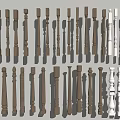 Various Design Brown And White Railing Balusters As 3D Architectural Elements 3d model