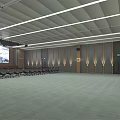 Modern Conference Room Interior With Arranged Black Office Chairs And Meeting Wall