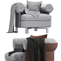 Stylish Single Sofa In Various Colors With Cozy Blankets And Pillows 3d model