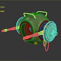 Green Spherical Mechanical Device With Number 06 Red Lights And Metal Structure