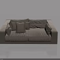 Grey Sofa With Multiple Cushions On Light Blue Background And Reflection 3d model