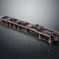 Worn Metal Industrial Equipment With Long Structure And Wheels For Transport