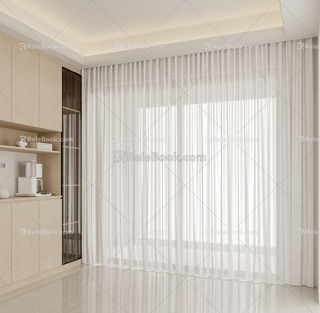 Modern Universal Curtain Fabric Curtain Gauze Curtain 3d model