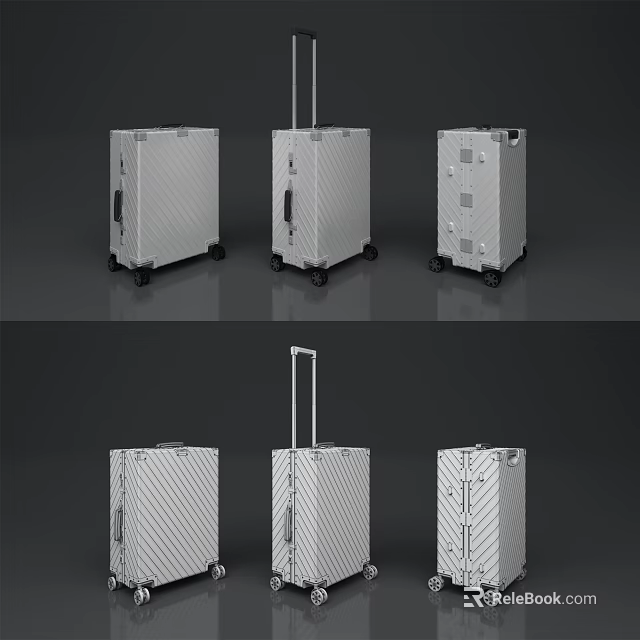 Modern Hard Shell Luggage Design With Telescopic Handle Rolling Wheels And Multiple Views 3d model 
