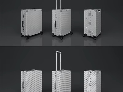 Modern Hard Shell Luggage Design With Telescopic Handle Rolling Wheels And Multiple Views 3d model