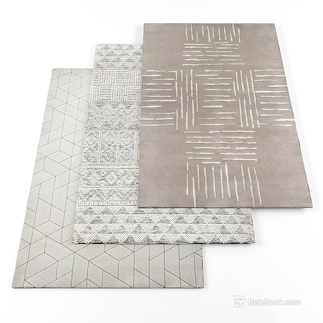 Modern Square Rugs With Different Geometric Patterns And Neutral Tones For Interior Decor 3d model