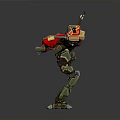 Detailed Mechanical Robot Character With Weapon Colorful Armor And Futuristic Design