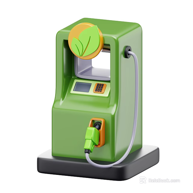 Smart Green Machine With Leaf Symbol Fuel Nozzle And Display Screen 3d model 