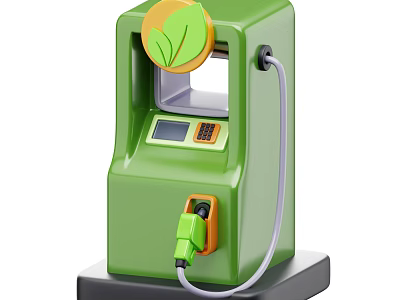 Smart Green Machine With Leaf Symbol Fuel Nozzle And Display Screen 3d model