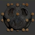 Decorative Sphere Sculpture With Circular Holes And Metallic Golden Balls Ornate Design