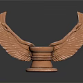 Copper Column With Wing Shaped Decorative Top Design And Reflective Base 3d model
