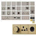 Modern Electrical Switch Panels With Various Sockets Toggle Switches And Neutral Color Designs 3d model