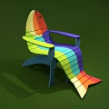 Colorful Fish Shaped Lounge Chair With Rainbow Stripes And Unique Design
