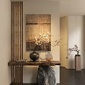Quiet ancient porch partition grille partition dry branch bonsai 3d model
