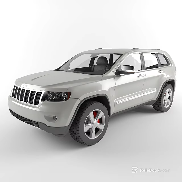 Silver Jeep SUV With Modern Exterior Design And Alloy Wheels Red Accents 3d model 