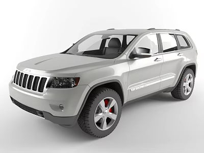 Silver Jeep SUV With Modern Exterior Design And Alloy Wheels Red Accents 3d model
