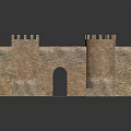 Cartoon Castle Scene With Brick Built Towers And Central Archway Entrance