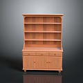 Traditional Wooden Cabinet With Upper Open Shelves And Lower Storage Drawers And Doors