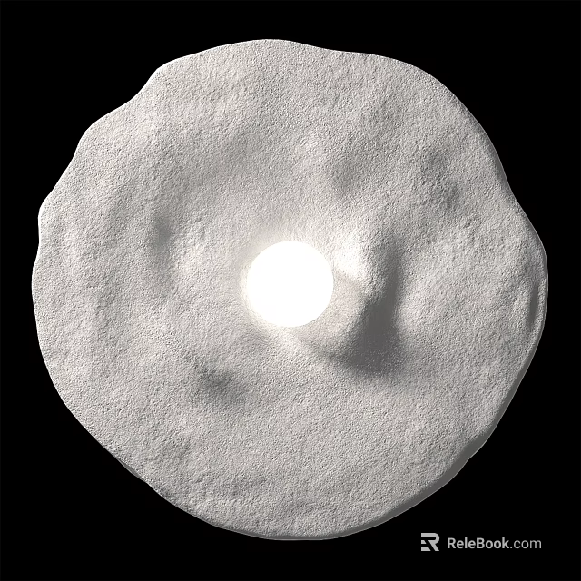 White Round Wall Light with Illuminated Bulb and Textured Surface on Black Background 3d model 