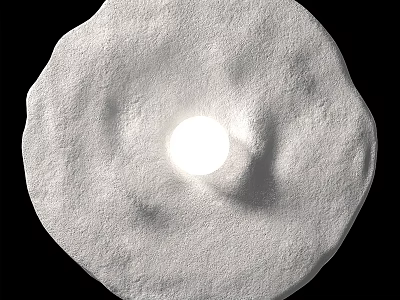 White Round Wall Light with Illuminated Bulb and Textured Surface on Black Background 3d model