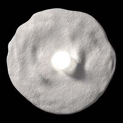 White Round Wall Light with Illuminated Bulb and Textured Surface on Black Background 3d model
