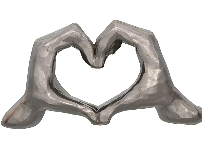 Silver Metal Heart Shaped Hands Decorative Ornament Set for Home Decor 3d model
