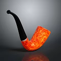 Handcrafted Artisan Tobacco Pipe With Orange Textured Bowl And Black Curved Stem