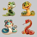 National Tide Year of the Snake Silhouette Year of the Snake Zodiac Snake Element Cartoon Snake Decoration Snake Beauty Element Year of the Snake Beauty 3d model
