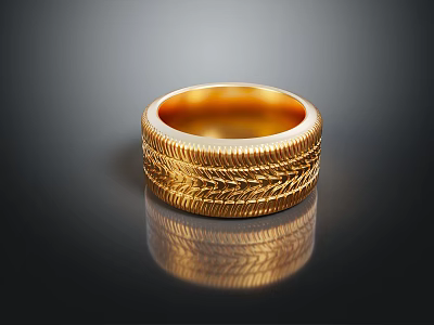 Exquisite Gold Ring With Braided Texture Shiny Surface And Clear Reflection 3d model