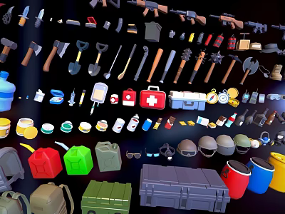 Essential Hardware Tools Collection With Hand Tools Toolboxes And Storage Containers 3d model