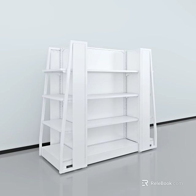 Modern White Display Shelving Unit with Multi Tiered Open Design for Retail Stores 3d model 