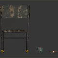 Folding Single Chair With Camouflage Pattern Metal Frame And Yellow Anti-slip Pads