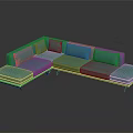 Modern Turquoise Velvet Sectional Sofa with Sleek Design and Lustrous Finish