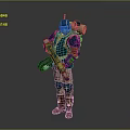 Sci Fi Humanoid Character In Mechanical Armor Holding Tool With Green Details And Backpack Device 3d model