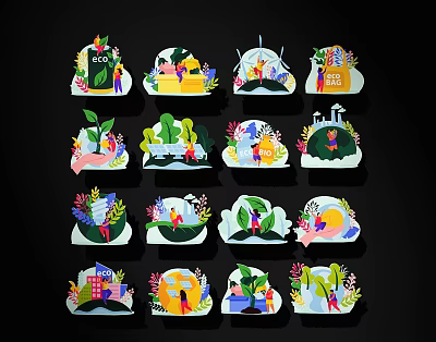 Cartoon Plants Trees Flowers Potted Meichen Modeling Wall Decorations Silhouette Plant Specimen 3d model