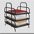 Black Metal Multi layer File Rack Furniture With Red Top And Document Storage Shelves