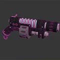 Futuristic Mechanical Weapon With Glowing Blue Light And Spring Mechanism