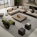 Modern sofa coffee table combination 3d model