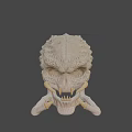 Detailed 3D Monster Skull Model With Sharp Fangs And Bone Texture