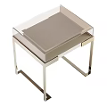 Modern Bedside Table With Sleek Metal Frame And Transparent Top Design