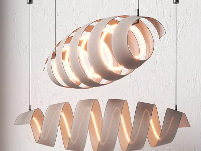 Modern Spiral Wave Design Hanging Lamp With LED Illumination For Interior 3d model
