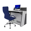 Modern Conference Table With Multiple Computer Monitors And Ergonomic Chairs For Office Workstation 3d model