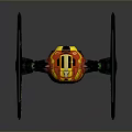 Detailed TIE Fighter Model With Black And Orange Wings And Spherical Cockpit