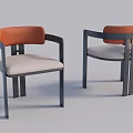 Modern Dining Chairs With Orange Backrests White Cushions And Black Frames 3d model